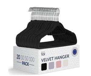 Blumtal Perchas de Terciopelo Antideslizantes - Percha giratoria 360° para Abrigos, Trajes, Camisas y Pantalones, Paquete de 20 Unidades, Negro