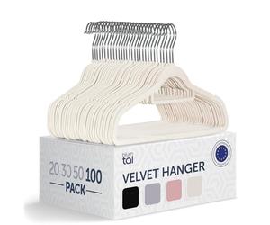 Blumtal Perchas de Terciopelo Antideslizantes - Percha giratoria 360° para Abrigos, Trajes, Camisas y Pantalones, Paquete de 100 Unidades, Marfil