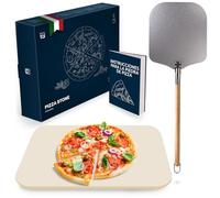 Blumtal Piedra para Pizza para Horno de 38 x 30 cm + Pala para Pizza - Piedra para Pizza de Gas de Piedra de cordierita hasta 900 °C - Piedra para Pizza para la Parrilla de Gas - Pizza Piedra para la