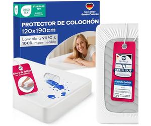 Blumtal Protector de Colchón Rizo Impermeable 120x190cm - Certificación Oeko-Tex, Cubre Colchón de Algodón Transpirable y Antiácaros, con Elásticos en Todo el Contorno