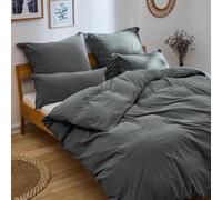 Blumtal Ropa De Cama 135x200 Cm Algodón 100% - Certificación OEKO-TEX - Diseño Lino - Stone Washed Anthracita - Funda Nórdica 135x200 Y Almohada 40x80