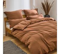 Blumtal Ropa De Cama 135x200 Cm Algodón 100% - Certificación OEKO-TEX - Diseño Lino - Stone Washed Marrón - Funda Nórdica 135x200 Y Almohada 40x80