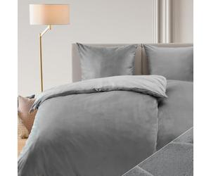 Blumtal Ropa de Cama 135x200 cm Cashmere-Touch Felpa Set 2 Piezas - Ropa de Cama Oeko-Tex Cálida 135x200 + 2 Fundas 80x80 - Ropa de Cama Invierno 4 Piezas - Felpa Gris