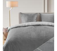 Blumtal Ropa de Cama 155x220 cm Cashmere-Touch Felpa - Ropa de Cama Oeko-Tex Suave + 2 Fundas 80x80 - Ropa de Cama Acolchada de Microfibra - Teddy Gris