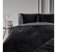 Blumtal Ropa de Cama 200x200 cm Cashmere-Touch Felpa - Ropa de Cama Oeko-Tex 200x200 Felpa + 2 Fundas 80x80 - Ropa de Cama Invierno Microfibra Felpa - Negra