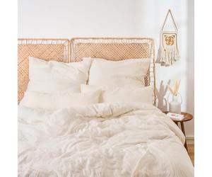 Blumtal Ropa de Cama de Muselina 155x220 cm - Funda nórdica 155x220 + Funda de Almohada 80x80 - Algodón Beige 100% Transpirable y Lavable a Máquina