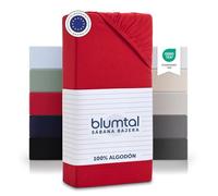 Blumtal Sabana Bajera 135x190 Algodon Jersey 2 pz - sabanas bajeras de 100% Algodon - sujeta sabanas bajeras certificada Oeko-Tex - sabanas bajeras 135 Ajustable - Sabana Bajera Algodon 135 - Rojo