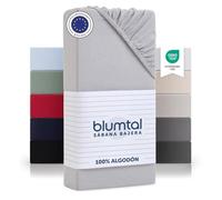 Blumtal Sabana Bajera 150x200 Algodon Jersey 2 pz - sabanas bajeras de 100% Algodon - sujeta sabanas bajeras certificada Oeko-Tex - sabanas bajeras 150 - Sabana Bajera 150 elástica - Color Gris Claro