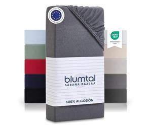 Blumtal sabana bajera 150x200 algodon Jersey - sabanas bajeras de 100% algodon - sujeta sabanas bajeras certificada OEKO-TEX - bajera cama 150 - sabanas bajeras 150 - sabana bajera 150 - de color gris
