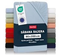 Blumtal Sábana bajera ajustable de microfibra 90 x 200 x 30 cm - 1er-Conjunto Azul claro