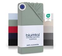 Blumtal Sábana bajera básica de algodón - Sábana de cama 100% algodón hasta 25 cm de altura del colchón 200 x 200 x 13 cm - 1er Conjunto verde Estival