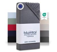 Blumtal Sábana bajera básica de algodón - Sábana de cama 100% algodón hasta 25 cm de altura del colchón 180 x 200 x 13 cm - 1er Conjunto Gris