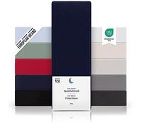 Blumtal Sábana bajera básica de algodón - Sábana de cama 100% algodón hasta 25 cm de altura del colchón 140 x 200 x 25 cm - 1er Conjunto Azul profundo