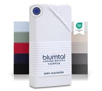 Blumtal Sábana bajera básica de algodón - Sábana de cama 100% algodón hasta 25 cm de altura del colchón 200 x 200 x 13 cm - 1er Conjunto Blanco