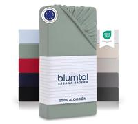 Blumtal Sábana bajera básica de algodón - Sábana de cama 100% algodón hasta 25 cm de altura del colchón 140 x 200 x 25 cm - 1er Conjunto verde Estival