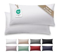 Blumtal Set de 2 Funda de Almohada Mako Satín - 100% algodón, Funda de Almohada Super Suave, Blanco, 40 x 80cm