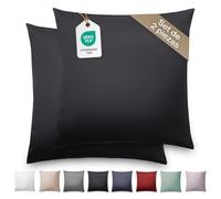 Blumtal Set de 2 Funda de Almohada Mako Satín - 100% algodón, Funda de Almohada Super Suave, Negro, 50 x 50cm