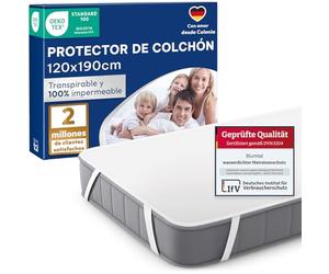 Blumtal Set de 2 Protectores de Colchón Impermeable y Transpirable 120 x 190cm - Cubre colchón de algodón antiácaros con Bandas elásticas en Las 4 Esquinas