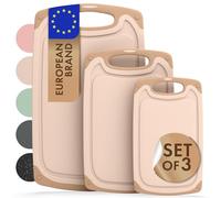 Blumtal Tabla cortar Cocina de plástico - Tabla de Cortar 40x,24,5 cm en set de 3 - Lavable en lavavajillas cutting board Ranura para Líquidos - SinBPA tabla de cortar cocina - tabla cortar Beige