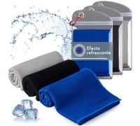 Blumtal Toalla de enfriamiento Set de 3 - Toalla Gimnasio refrescante - Toalla Microfibra con función refrescante - Toallas Microfibra 100x30 cm con Bolsa - Toalla de Microfibra Negro, Gris, Azul Rey
