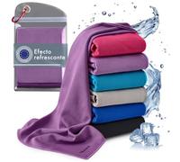 Blumtal Toalla de enfriamiento - Toalla Gimnasio refrescante - Toalla Microfibra con función refrescante - Toallas para Gimnasio 100x30 cm con Bolsa - Toalla Gimnasio Hombre para Deporte - en Violeta