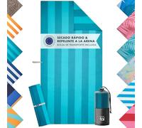 Blumtal Toalla de playa XXL de microfibra, compacta y de secado rápido, toalla de playa, 90 x 180 cm, toalla de playa sin arena con cinta, toalla de baño, toalla de microfibra grande en turquesa a