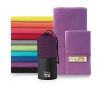 Blumtal Toalla Microfibra 180x90 cm + 80x40 cm - Toallas Gimnasio de Microfibra de Secado rápido - Toalla Gym Hombre - Toallas para Gimnasio - Toalla Microfibra Gimnasio - Lila