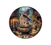 Blumuze Puzzles de Madera para Adultos, Rompecabezas Madera diseño de felino mágico, de Madera, con Formas de Animales únicas, para Adultos y niños, con Caja de Regalo, 280 Unidades, L-34 x 34 cm