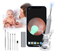 BlumWay WiFi otoscopio de oído 3.5 mm 1080P HD endoscopio de oído limpiador de oído cámara con 6 luces LED, limpiador de oídos removedor de cera para bebés, niños, adultos con iOS, Android (gris)