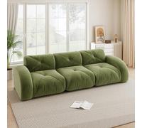 BLUON HOME Boneless Sofá modular, sofá de 3 plazas con función de dormir, sofá cama, espuma 32D de alta densidad, tela de chenilla, diseño antideslizante, sin montaje, 281 x 95 x 76 cm (verde)