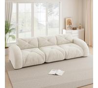 BLUON HOME Boneless Sofá modular, sofá de 3 plazas con función de dormir, sofá cama, espuma 32D de alta densidad, tela de chenilla, diseño antideslizante, sin montaje, 281 x 95 x 76 cm (blanco)