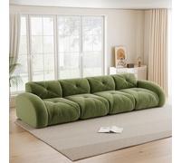 BLUON HOME Boneless - Sofá modular, sofá de 4 plazas con función de dormir, sofá cama, espuma 32D de alta densidad, tela de chenilla, diseño antideslizante, sin montaje, 358 x 95 x 76 cm (verde)