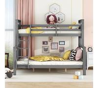 BLUON HOME Cama de madera, cama infantil, cama juvenil, litera con escalera y barandilla de seguridad, convertible en 2 camas separadas, cama de madera para niños, adolescentes y adultos, 90 x 200 cm