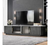 BLUON HOME Deluxe - Soporte para TV de 70" (160 cm, tablero de mármol, gestión de cables, cajones con apertura automática), color gris