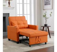 BLUON HOME Sofá cama 3 en 1, con soporte para bebidas y conector USB, ideal para espacios pequeños (naranja)