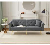 BLUON HOME Sofá cama moderno de 2 plazas, respaldo ajustable en 3 niveles y elegante sofá con función de dormir, ahorra espacio, resistente, ideal para espacios pequeños (gris antiguo)