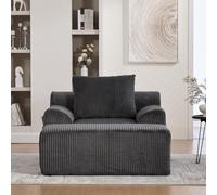 BLUON HOME Sofá de suelo, Cloud Sofá, sofá cama, sillón de gran tamaño con estribos, sillón de lectura de pana con bolsillos laterales y cojines, asiento profundo, moderno sillón acolchado (gris