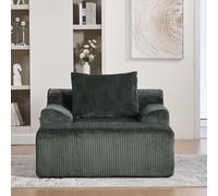 BLUON HOME Sofá de suelo, Cloud Sofá, sofá cama, sillón de gran tamaño con estribos, sillón de lectura de pana con bolsillos laterales y cojines, asiento profundo, sillón acolchado moderno (Emerald)