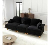 BLUON HOME Sofá modular, chaise longue, chaise longue, elegante sofá de 3 plazas de chenilla con reposabrazos de embudo, delantal desmontable y forma de husillo