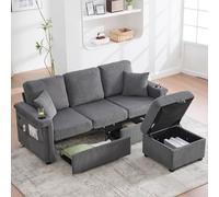 BLUON HOME Sofá modular, chaise longue, sofá chaise longue, sofá de terciopelo de alta calidad con iluminación LED y puerto USB-C, incluye reposapiés, prácticos soportes para bebidas y bolsillos