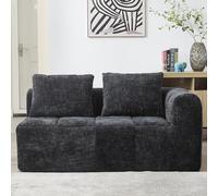BLUON HOME Sofás, sofás y sofás, sofá en la nube, cómodo sofá para 2 personas, no requiere montaje, sofá esponjoso con cojín, bolsillos laterales para mando a distancia y teléfono móvil (negro)