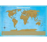 blupalu Mapa del mundo para rascar - Mapa de viaje de alta calidad con accesorios Mapa del mundo para rascar - aprox. 890 x 590 mm - Idea de regalo para trotamundos y amantes de los viajes. (dorado)
