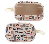 BLUPARK Bolsa de maquillaje transparente para fanáticos de la serie de televisión de los años 90, con texto en inglés "There Is No Algebra", Sin álgebra, Retro