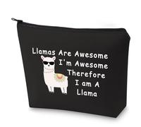 BLUPARK Divertido regalo de llama para los amantes de las llamas, llamas son impresionantes I'm Awesome Therefore I'm A Llama Bolsa de maquillaje Regalo para amantes de los animales, I'm A Llama-BK,