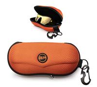 BLUPOND Estuche de gafas de sol semirduro EVA Shell con gancho de metal para colgar cinturón clip de almacenamiento de gafas de sol - naranja - Medium