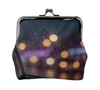 Blur City Night - Monedero de cuero para mujer, pequeño monedero con cierre de beso, mini tarjetero para llaves, lápiz labial, bonito bolso de cambio para viajes