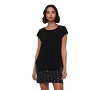 Blusa básica de Manga Corta para Mujer Cuello Redondo de ONLVIC, Color:Negro, Talla:42