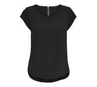 Blusa básica de Manga Corta para Mujer Cuello Redondo de ONLVIC, Color:Negro, Talla:42