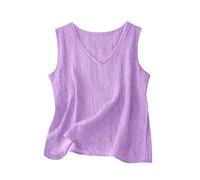 Blusa básica Informal sin Mangas con Cuello en V para Mujer Transpirable cómoda para Uso Diario Ideal para Todas Las Estaciones con Tejido de algodón y Viscosa Que no se Arruga
