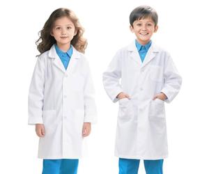 Blusa blanca infantil, blusa química algodón Lycee Laboratorio infantil de | Blusas para niña, niño, manga larga, blusas médicas con 3 bolsillos para estudiante de escuela secundaria
